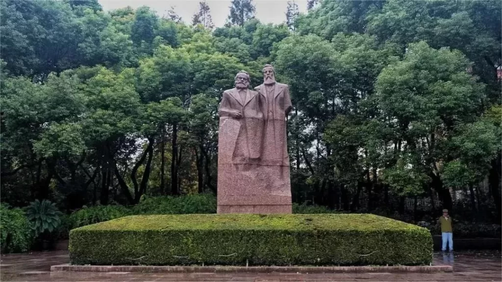 Marx and Engles statue in Fuxing Park Shanghai